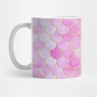 Pink Pearlescent & Gold Mermaid Scale Pattern Mug